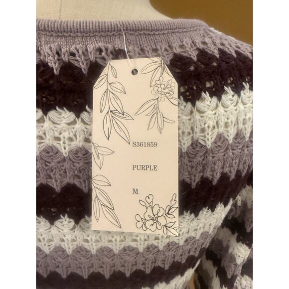 Willow & Wind Cropped Sweater Womens Medium Multicolor Striped Knit Pullover - Picture 6 of 11